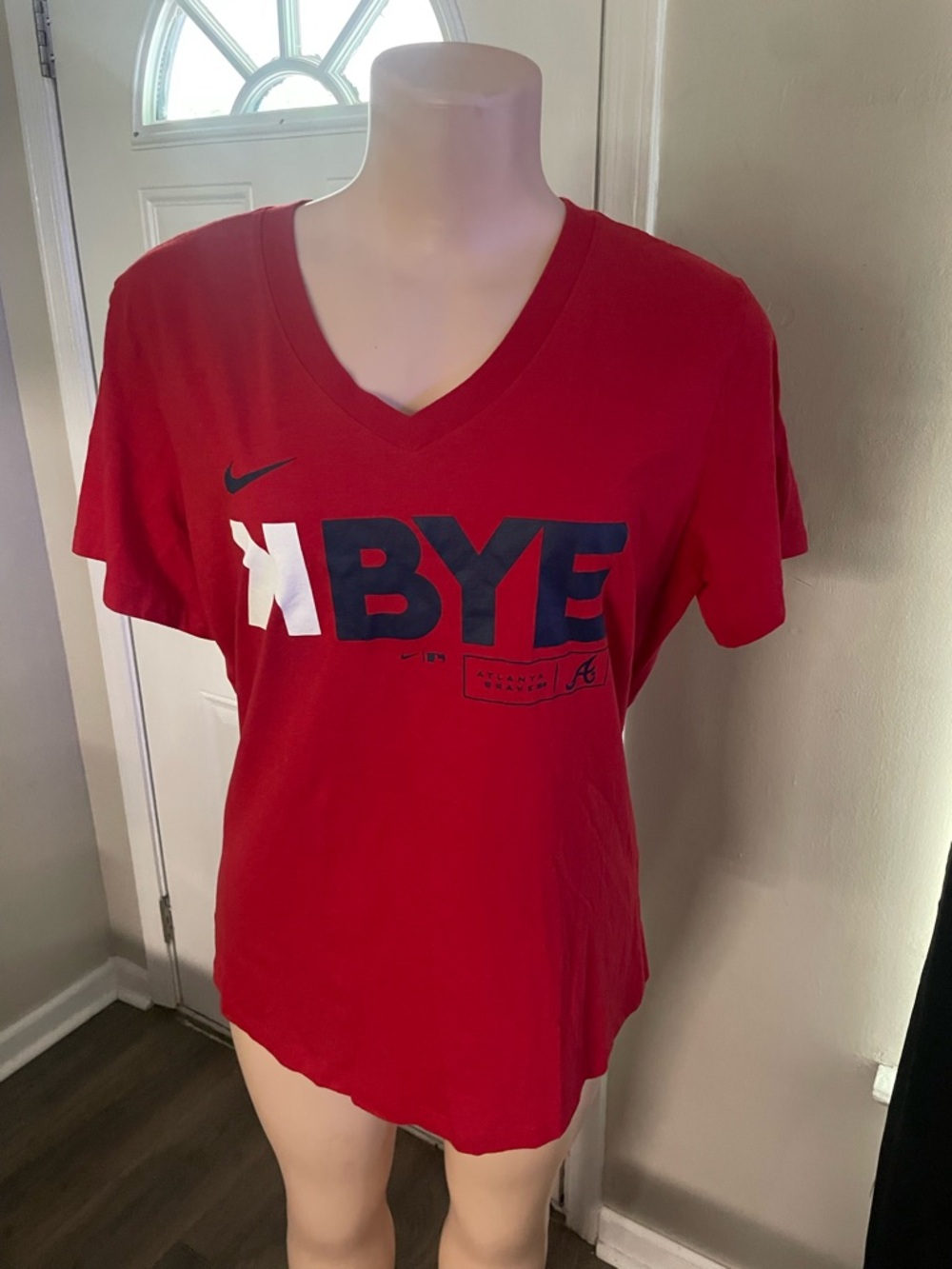 Nike Red 'K BYE' Atlanta Braves Graphic Tee soft comfort red American Large